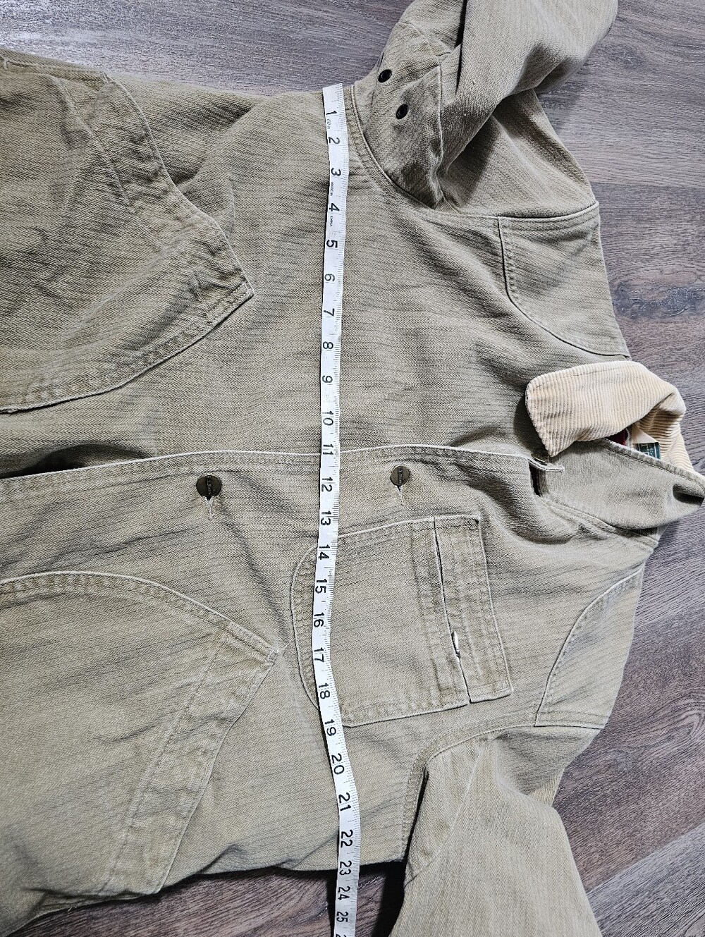 Vintage L.L. Bean Herringbone Field Chore Barn Coat Jacket Men's Olive Tan M - Picture 6 of 8